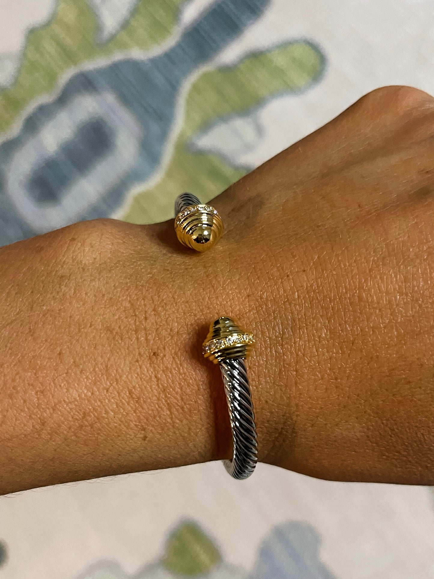 Gold Diamond End Cable Cuff