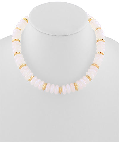 Iridescent and Gold Beaded Necklace