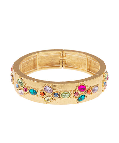 Multi Stoned Gold Stretch Bangle