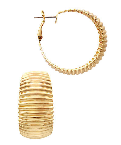 Rippled Gold Hoops
