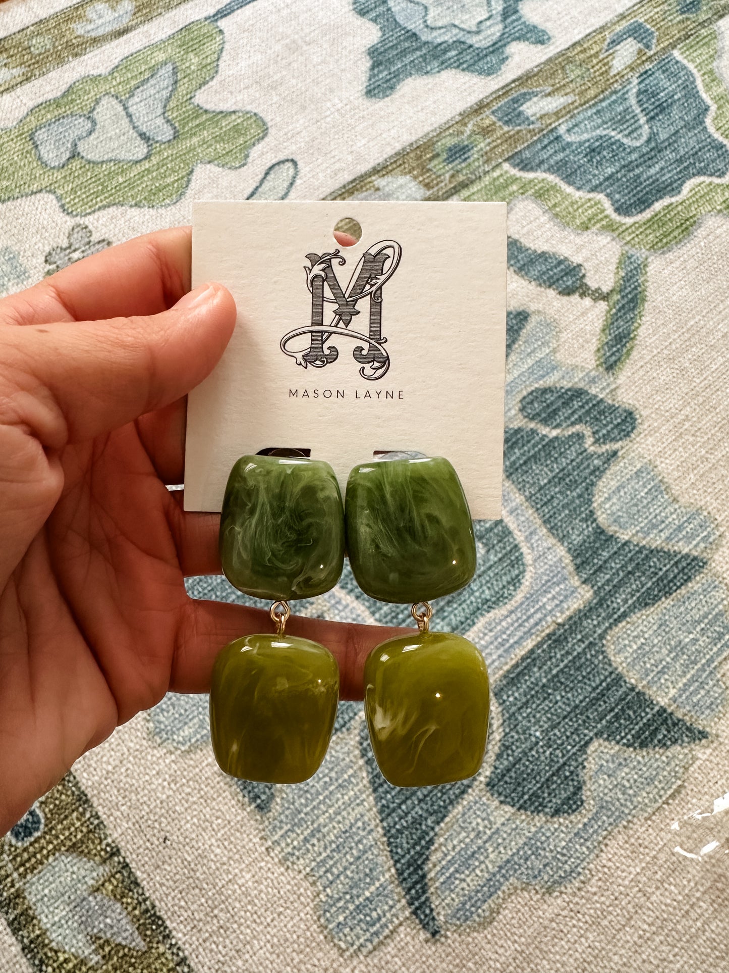 Olive Marble Earrings