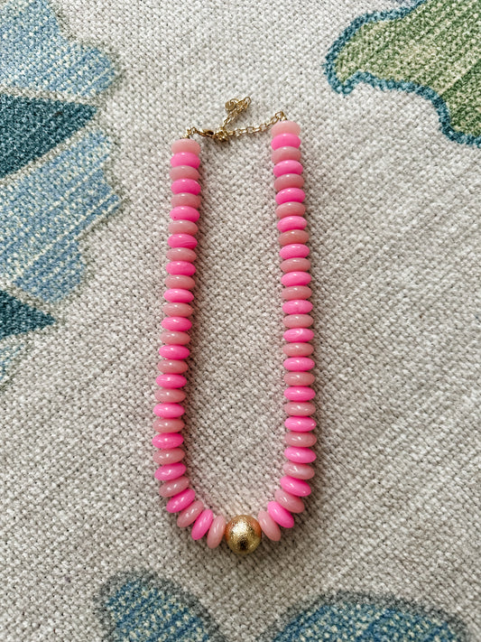 Pink Ball Drop Necklace