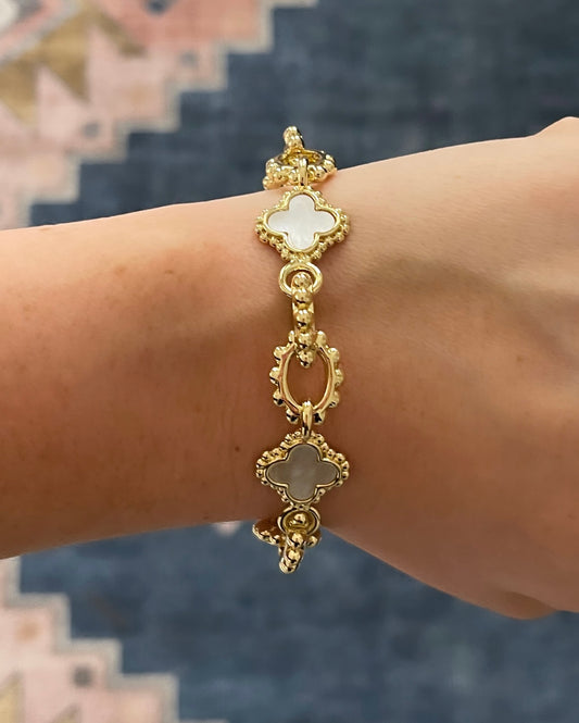 Pearl Clover Link Bracelet