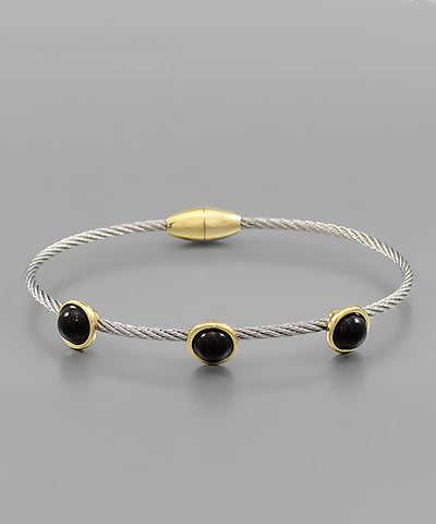 Circle Stone Cable Bracelet