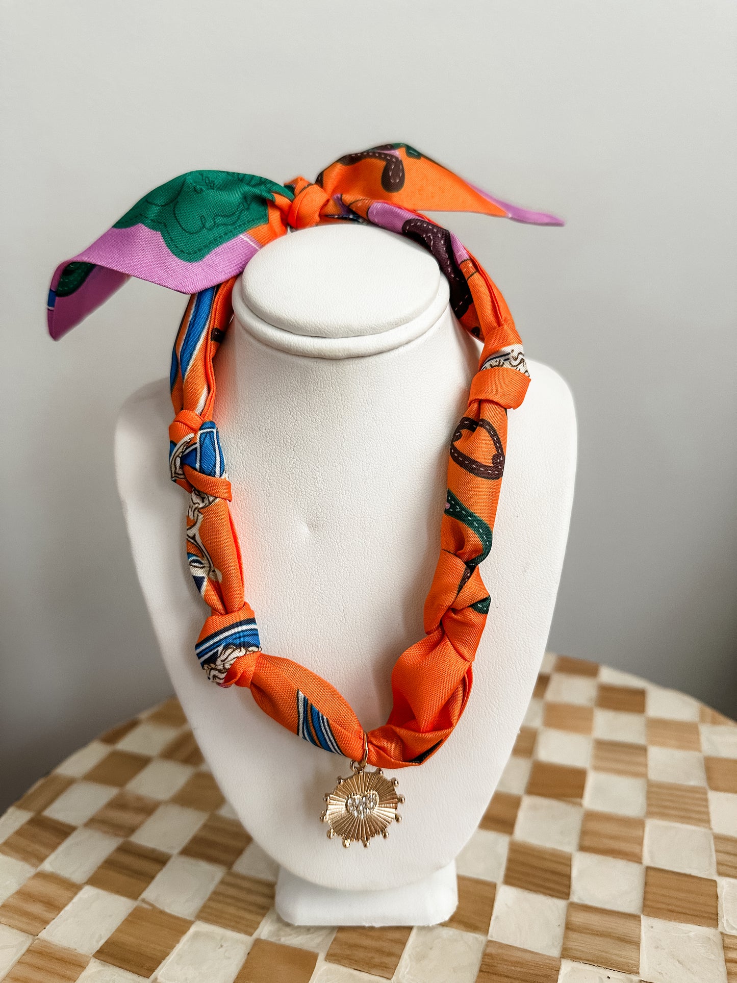 Orange Kiss Scarf Necklace