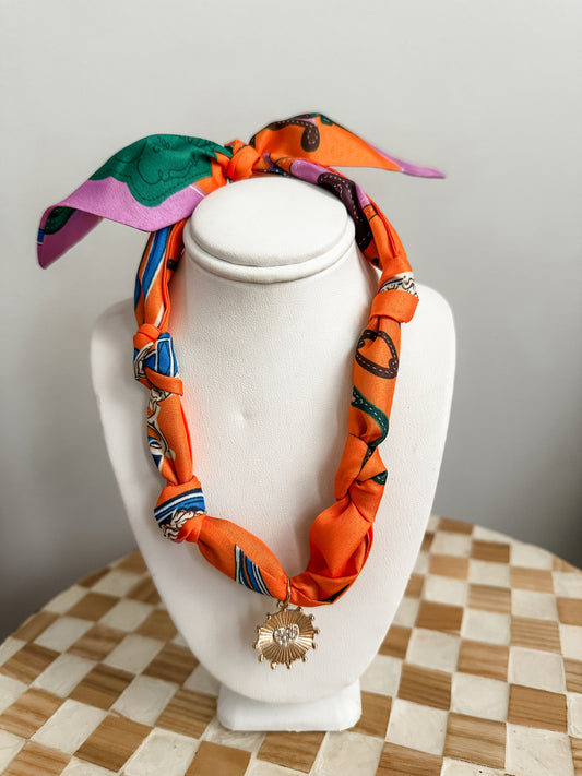 Orange Kiss Scarf Necklace