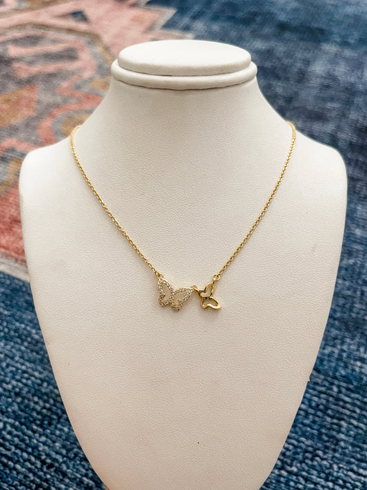 Gold Dipped Butterfly Necklace