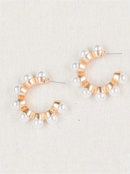 Miley Pearl Hoop Earrings