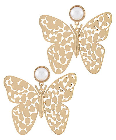 Butterfly + Pearl Earrings￼