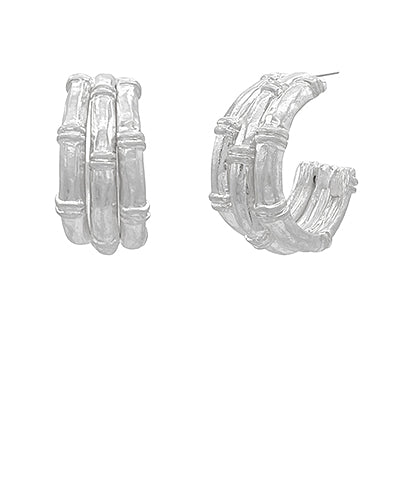 Silver Bamboo Hoops
