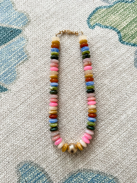 Multi Color Ball Drop Necklace
