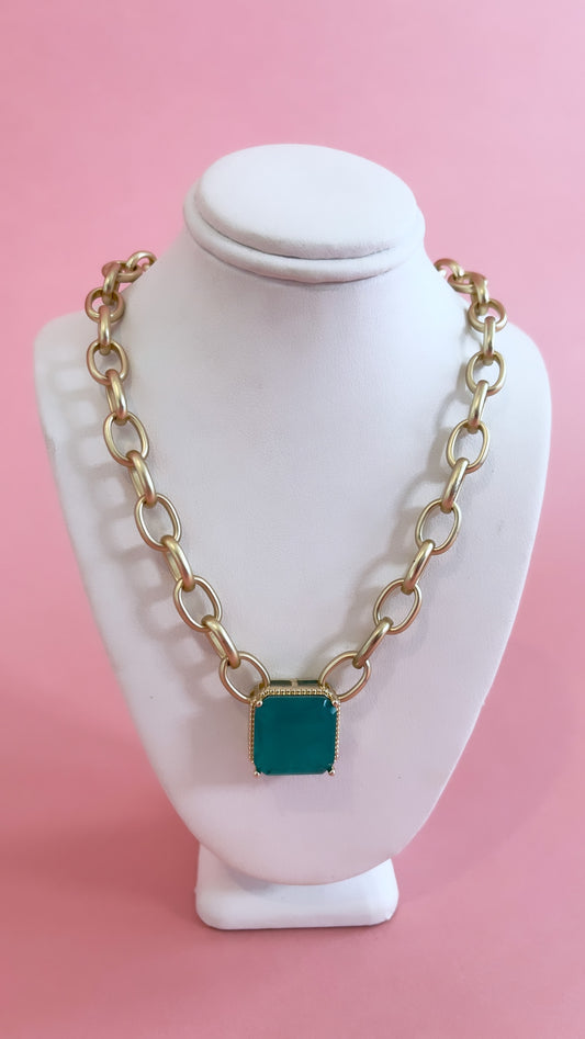 Emerald Green Chain Necklace
