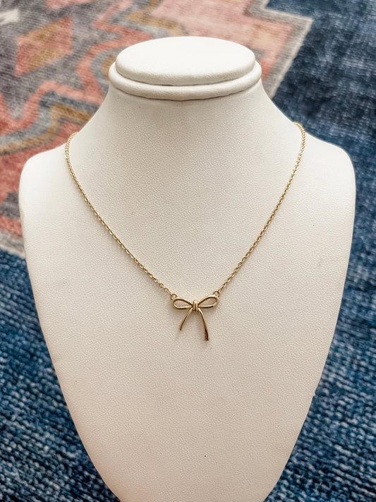 Gold Dipped Bow Necklace