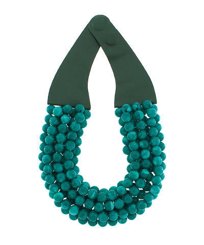 Teal Chunky Beaded Necklace